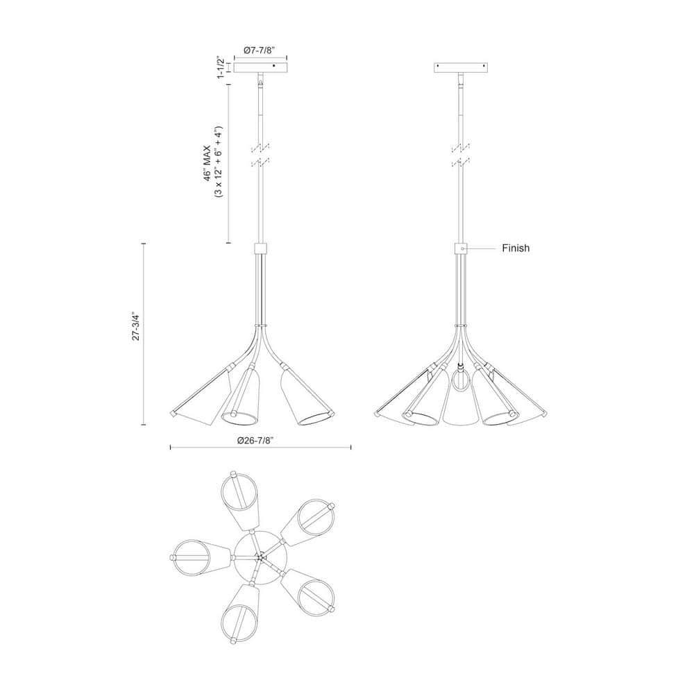 Kuzco Lighting Ch62628 Mulberry 27" Wide Led Chandelier - Black / Light Guide