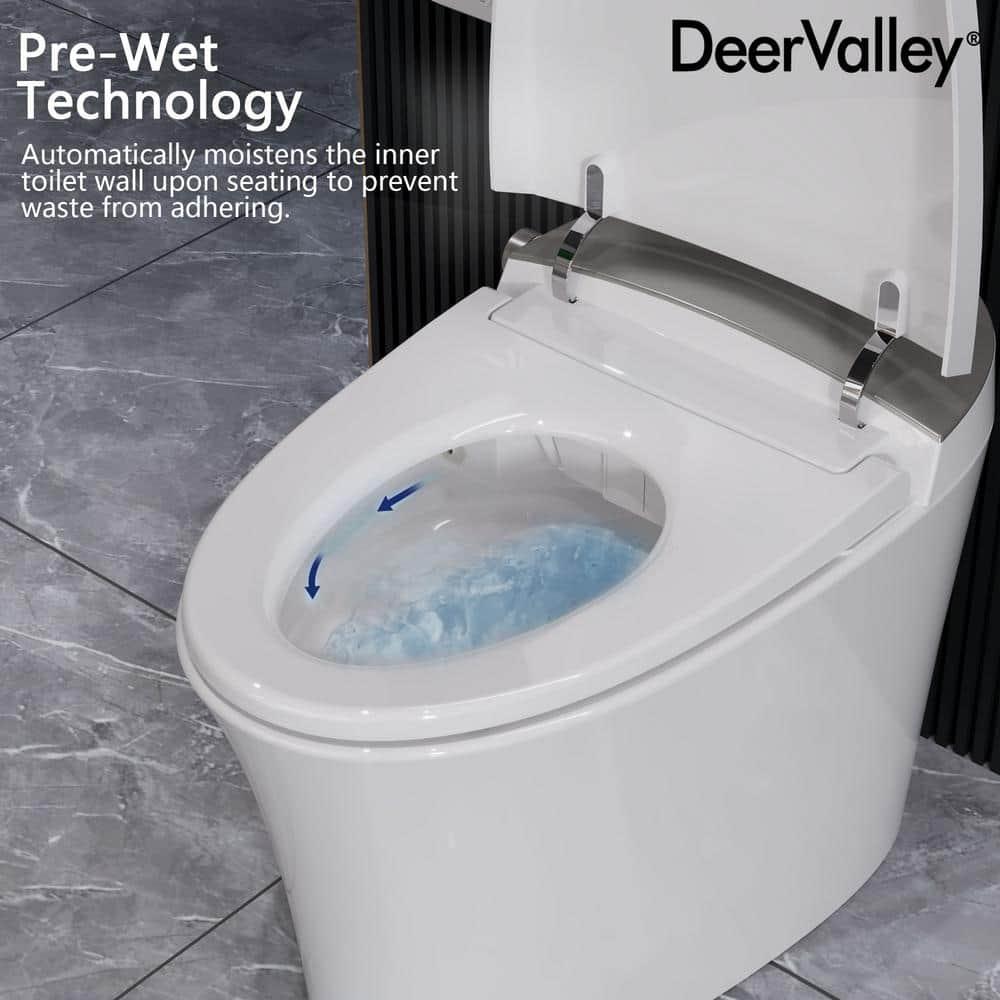 DeerValley DV-1S0150-V3 Smart Bidet Toilet Elongated, Auto Open/Close Lid, Seat Heat, Foot Kick & Blackout Flush, Premium