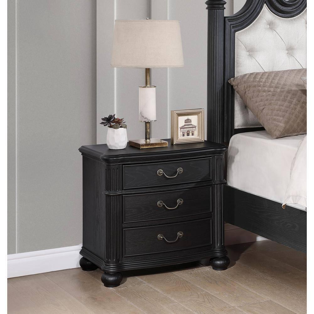 Coaster Celina Traditional 3-drawer Wood Nightstand Bedside Table Black