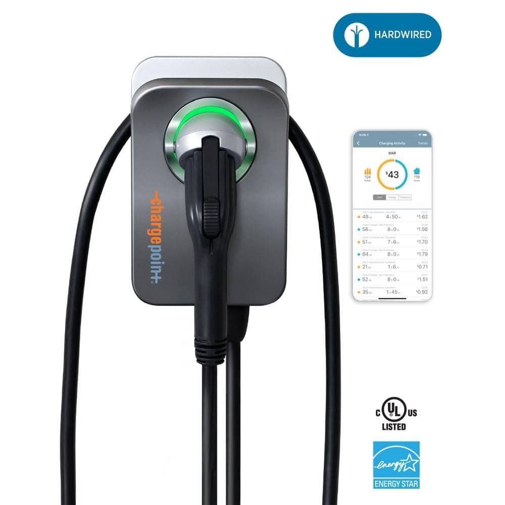 ChargePoint HomeFlex Level 2 EV Charger J1772, Hardwired for Electric Car - Fast Smart Battery Power Charging at Home for Electric Automobile Vehicles