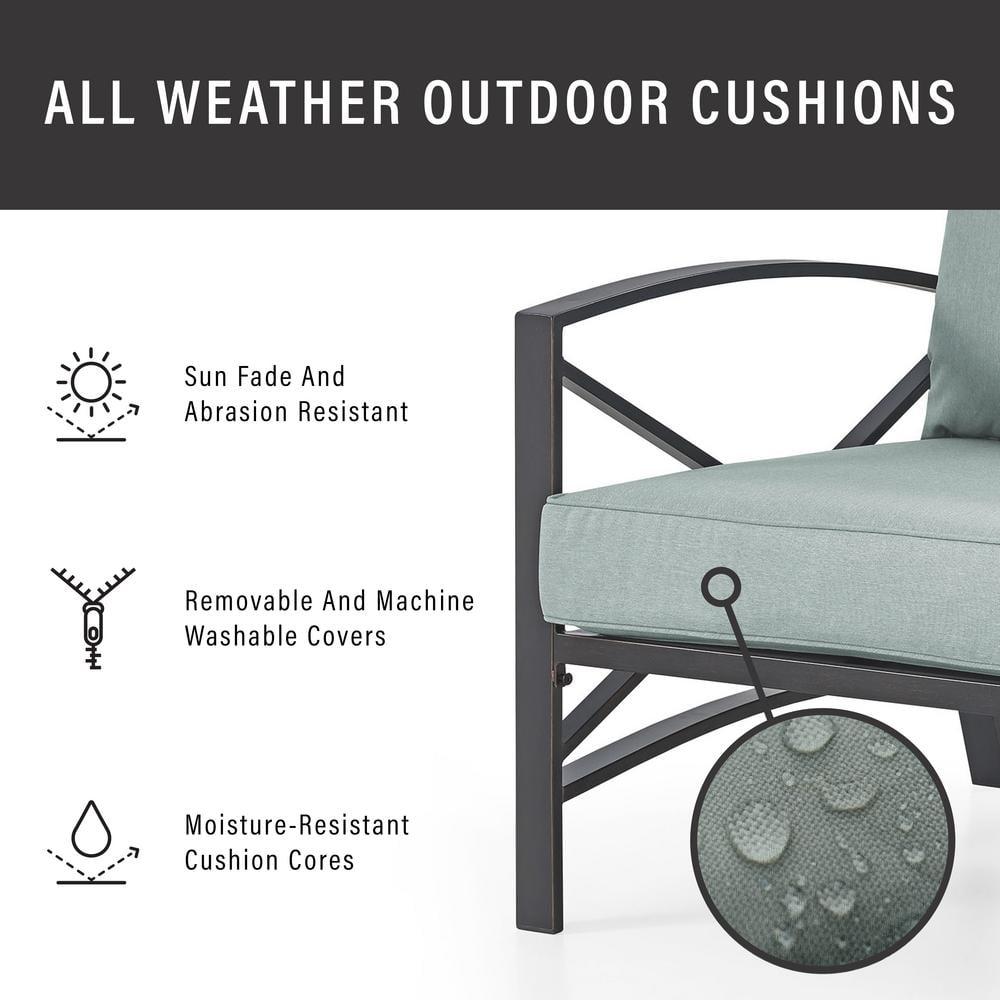 Kaplan Outdoor Metal Sofa Oil Rubbed Bronze with Oatmeal Cushions - Crosley: Steel Frame, UV-Resistant, 3-Seater