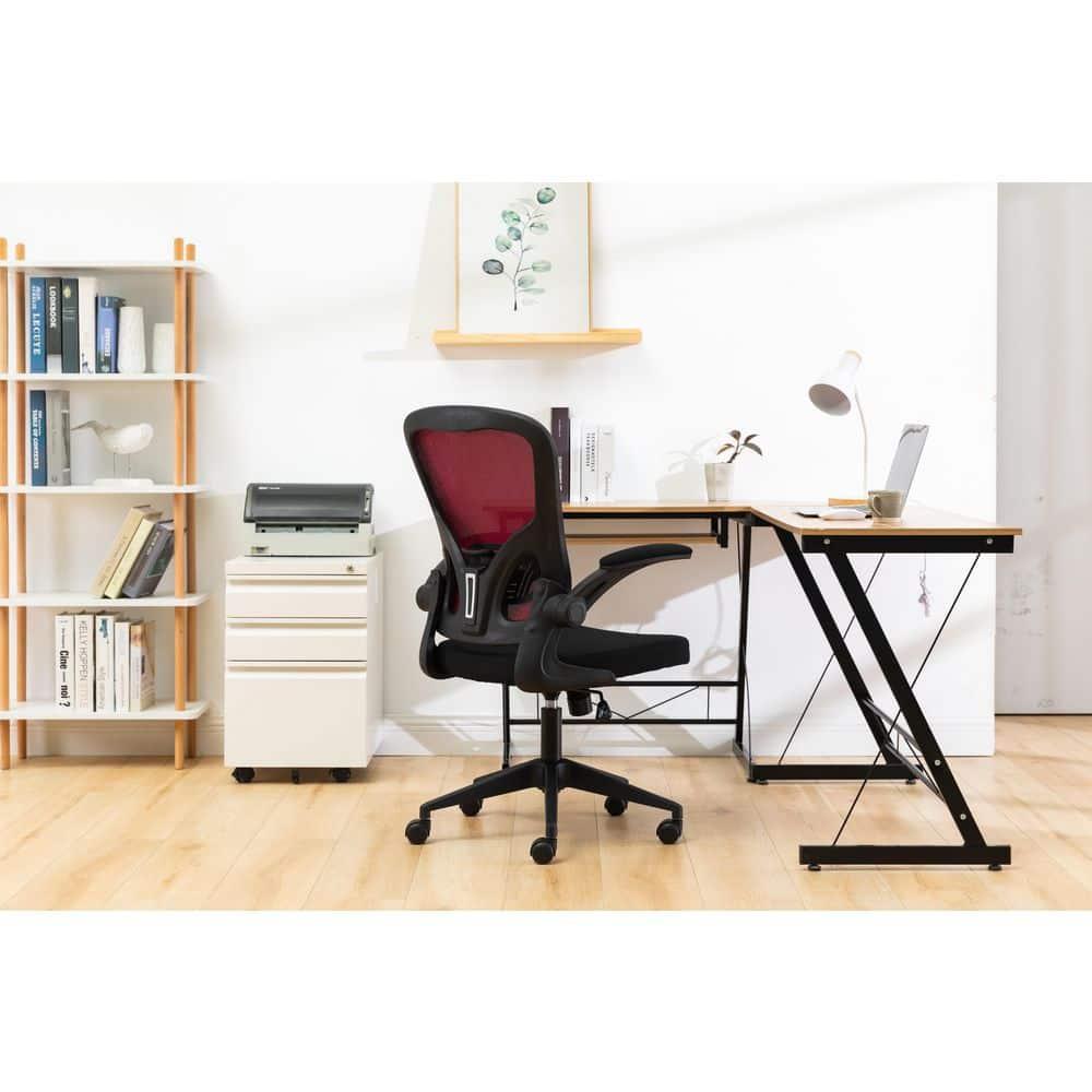 LeisureMod Newton Modern Mesh Office Swivel Chair In Red