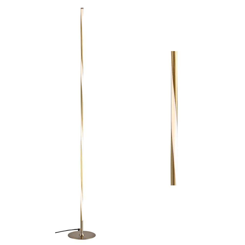JONATHAN Y JYL7006B Pilar 63.75" LED Integrated Floor Lamp, Modern, Contemporary for living room, dinning room, bedroom, office, Gold