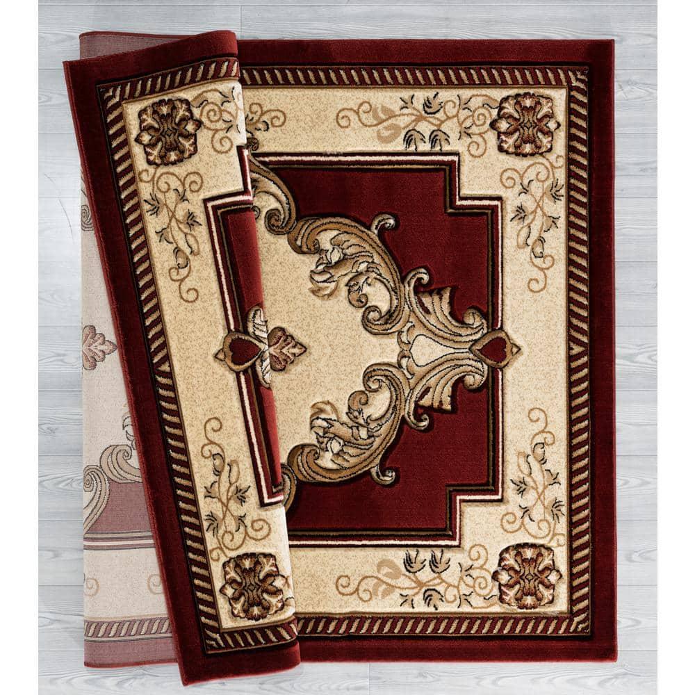 Designer Home Swan Area Rug 2050 10534 Fallon Burgundy Medallion Curls 1' 10" x 2' 8" Rectangle