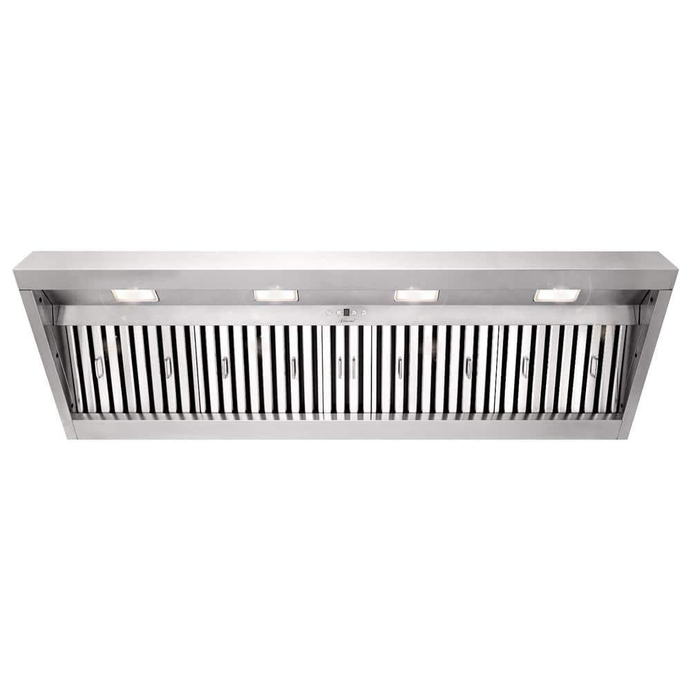 Akicon Range Hood Insert 60 Inch, 1200 CFM Built-in Kitchen Hood with 4 Speeds, Ultra-Quiet Stainless Steel Ducted Vent Hood Insert with Dimmable LED Lights and Dishwasher Safe Filters