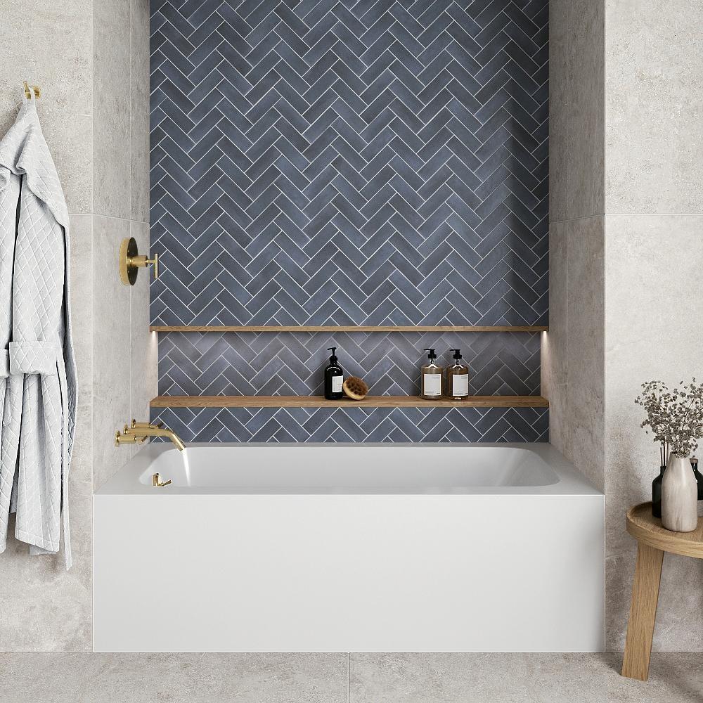 Streamline Bath Streamline 60 in. x 30 in. Acrylic Left-Hand Drain Alcove Bathtub in Glossy White With External Drain NAL-5640-PBR