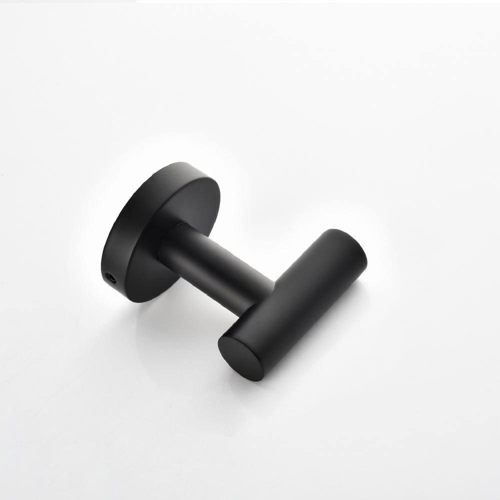 Angle Simple Matte Black Towel Hook 2 PCS, Stainless Steel Kitchen Bathroom Towel Holder, Round Coat Robe Hanger for Wall