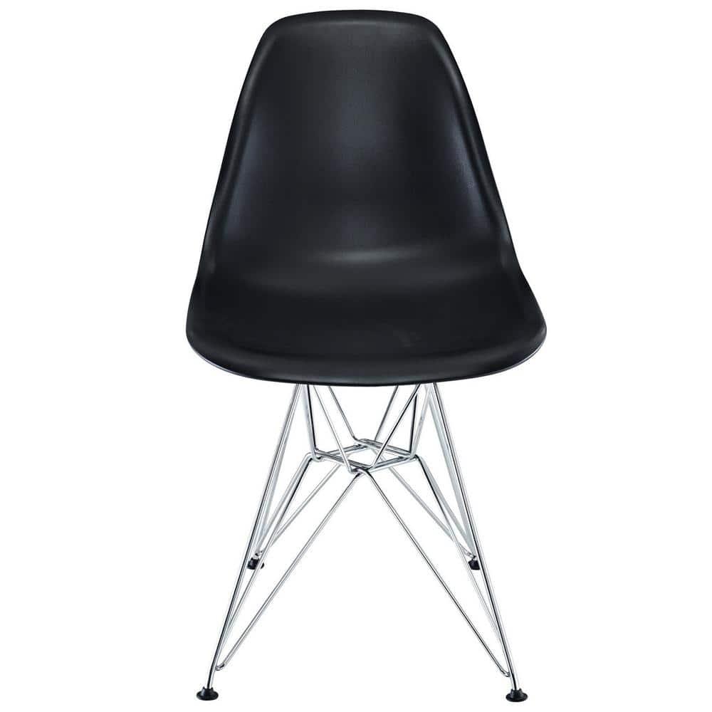 Modway Paris Modern Steel Metal Dining Side Chair in Black Finish