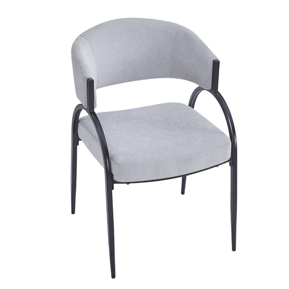 Christopher Knight Home Hayden Upholstered Armrest Dining Chairs with Metal Legs (Set of 2), Gray/Black