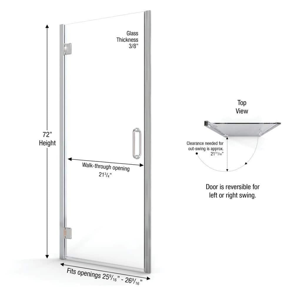 Coppia 26" x 72" Hinged Framed Shower Door