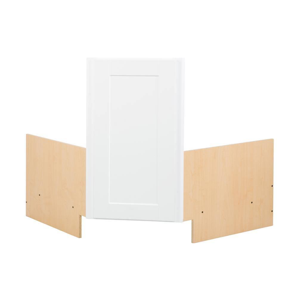 Shaker 36 in. W x 24 in. D x 34.5 in. H Ready to Assemble Corner Sink Base Kitchen Cabinet in Satin White without Shelf