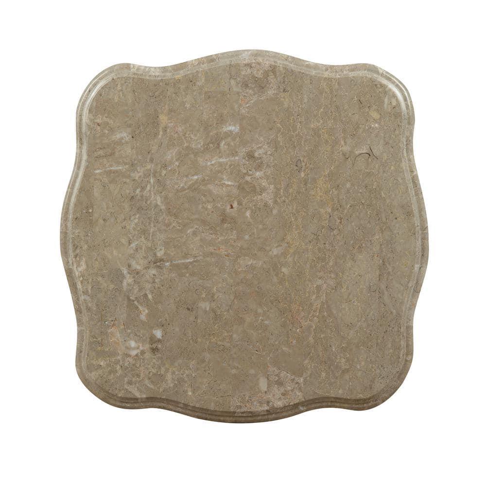HomeStock End Table W/Marble Top, Marble & Baroque Bliss White