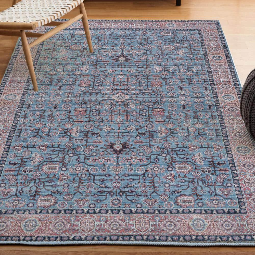 Kemer All-Over Persian Machine-Washable Blue/Red/Brown 3 ft. x 5 ft. Area Rug - JONATHAN Y