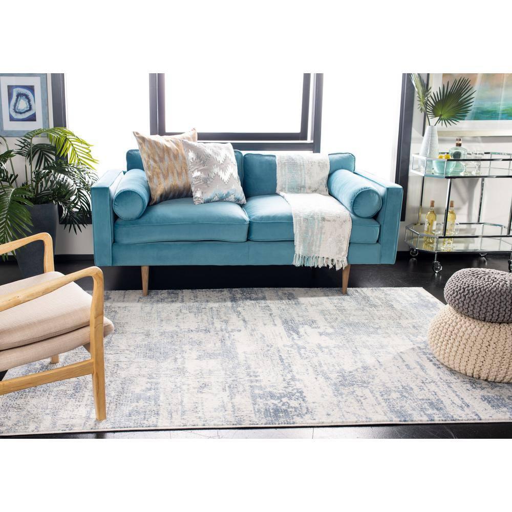 Amelia ALA700 Power Loomed Area Rug - Ivory/Blue - 8'x10' - Safavieh.