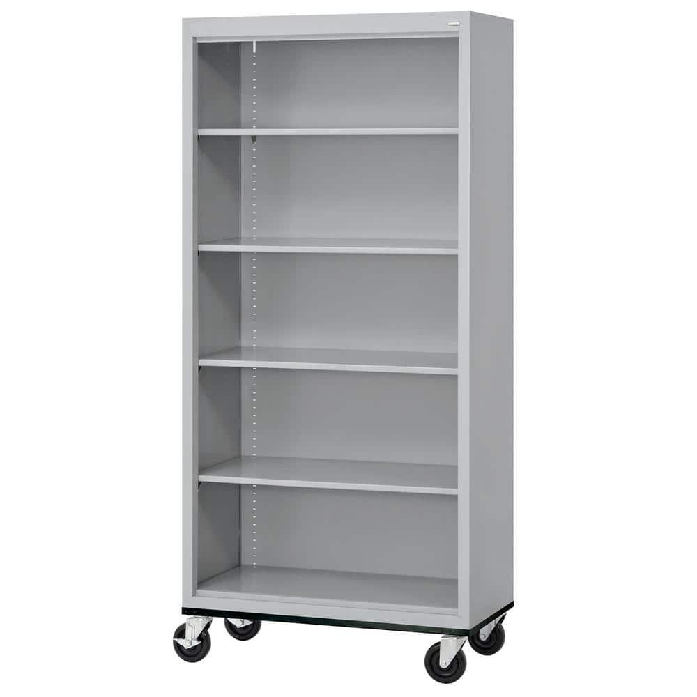 Sandusky Lee 36" W x 18" D x 78" H Steel Mobile Bookcase with 4 Adjustable Shelves by Sandusky
