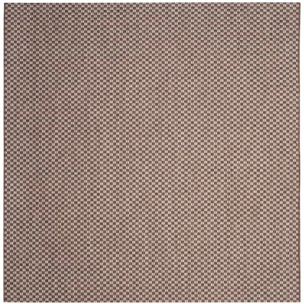 Courtyard CY8653 Power Loomed Indoor and Outdoor Area Rug - Light Brown/Light Grey - 5'3"x5'3" - Safavieh