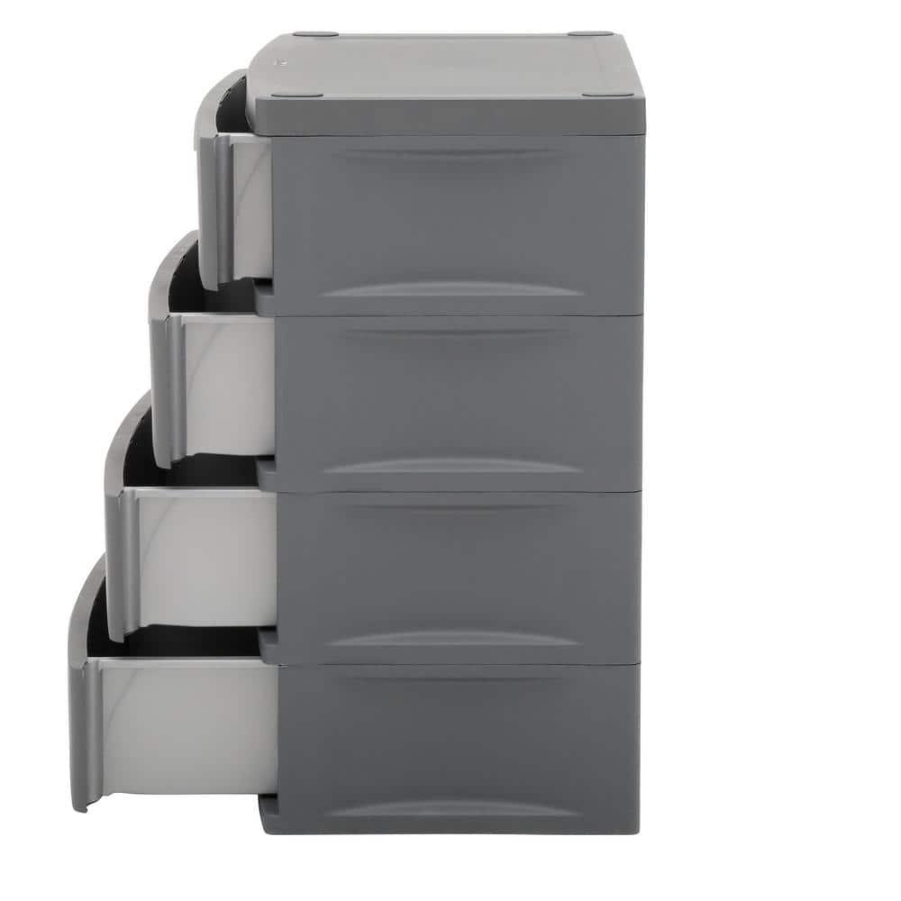 Sterilite 4 Drawer Unit, Durable Plastic Construction,  Frame and Drawers, Dk Gray