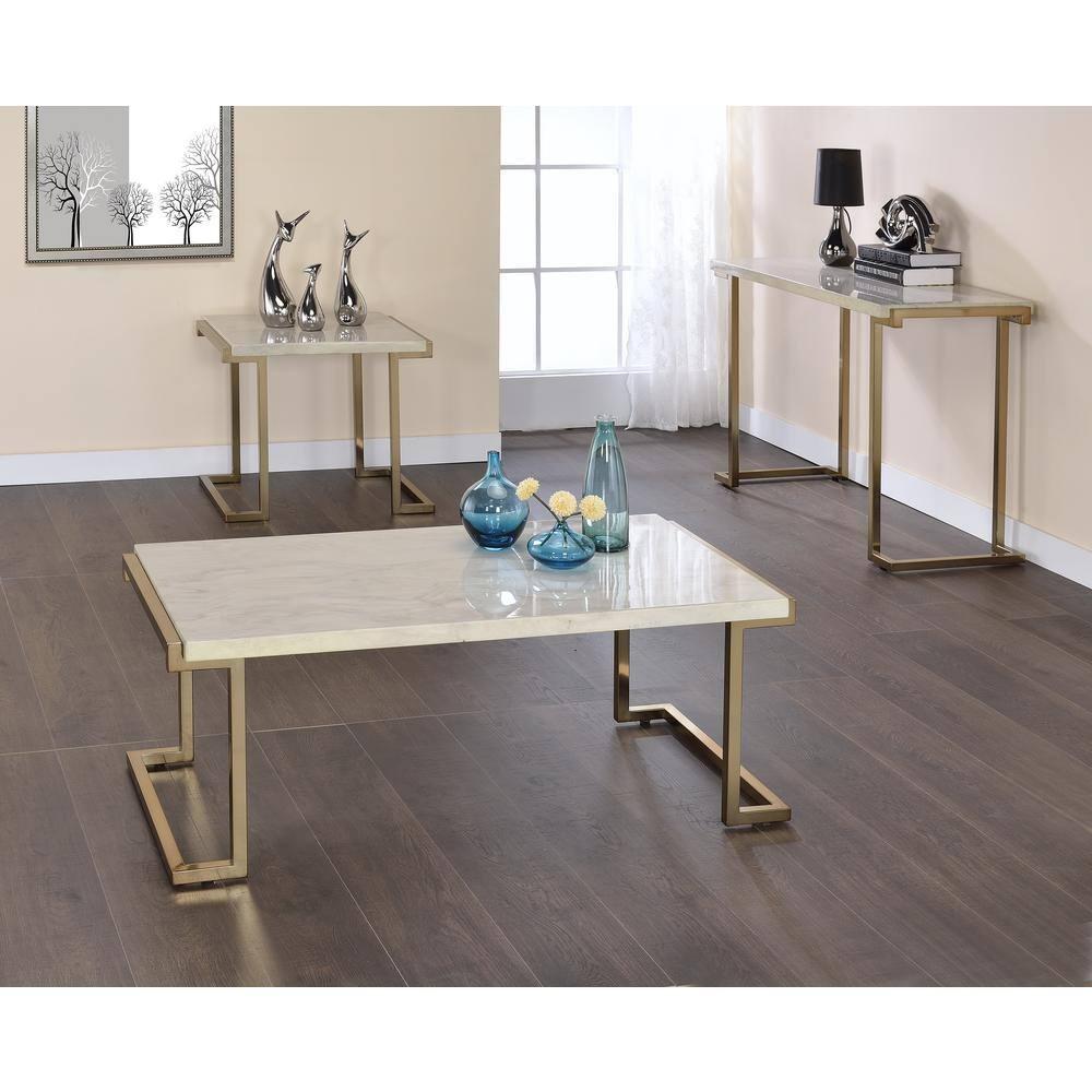 Adrinfly Boice II Coffee Table in Faux Marble & Champagne 82870