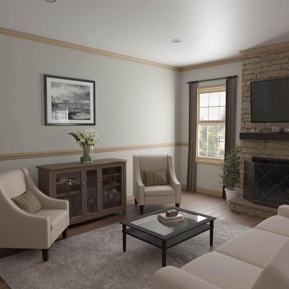 Natural Pine Wood Crown Molding, 96-inch Length