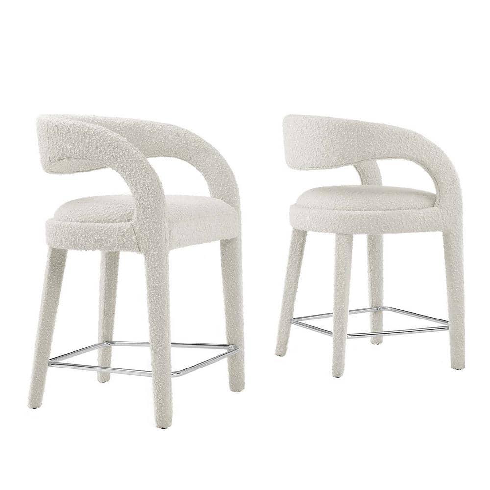 Modway Pinnacle Boucle Upholstered Counter Stool Set of Two