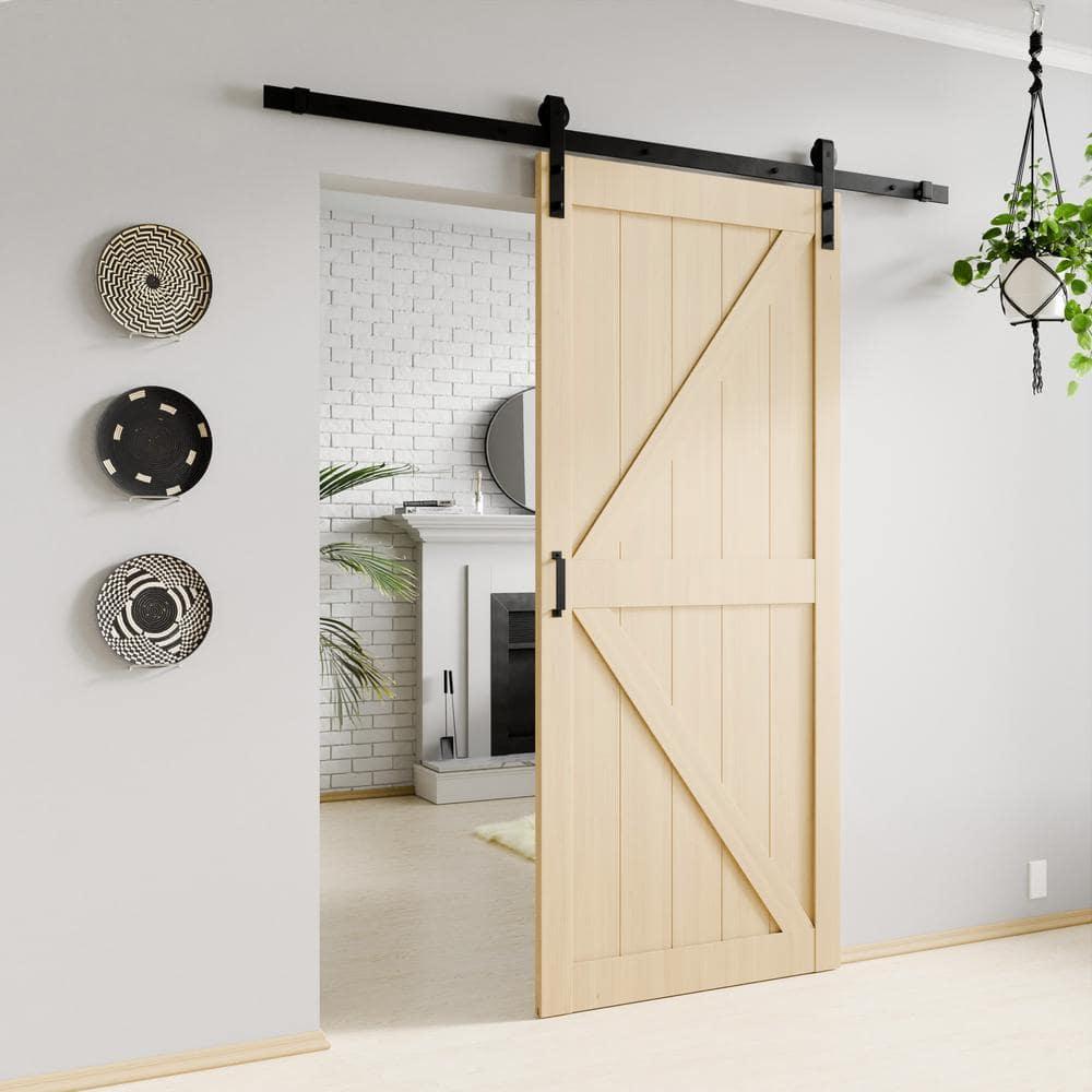 ANZZI ANZZI Heavy Duty Sturdy Wood Single Sliding Barn Door - Solid Core MDF And PVC - Knockdown Design - Hardware Included - Space-Saving Solution