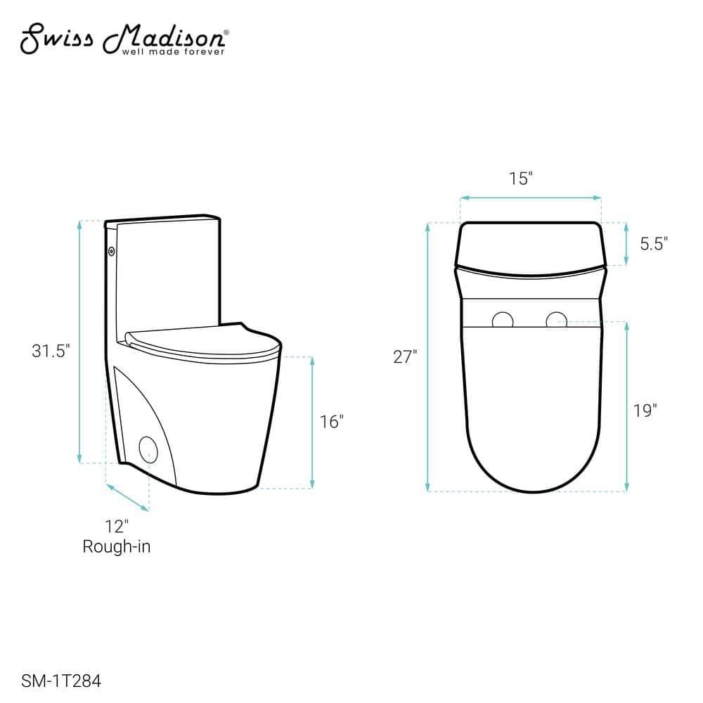 St. Tropez One-Piece Elongated Toilet, Touchless 1.1/1.6 Gpf