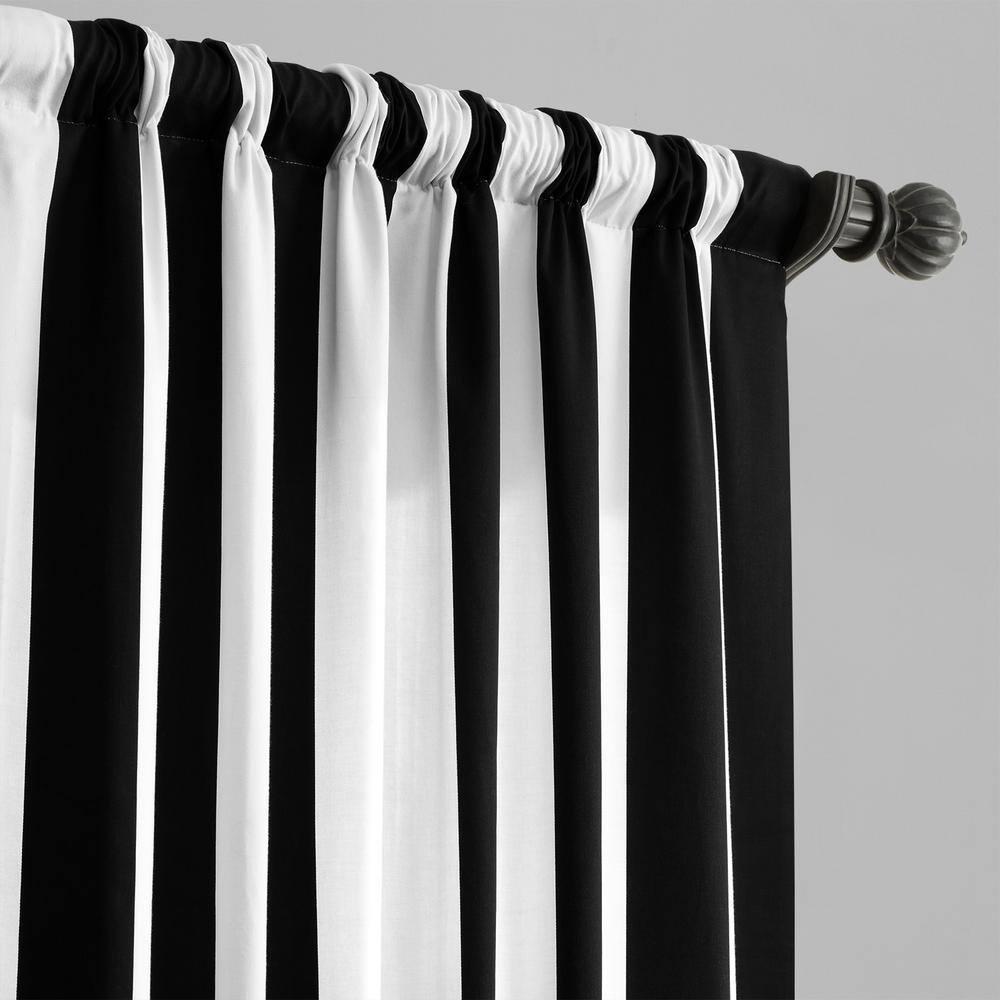 Cabana Black Printed Cotton Curtain (1 Panel), Cabana Black, 50W X 120L