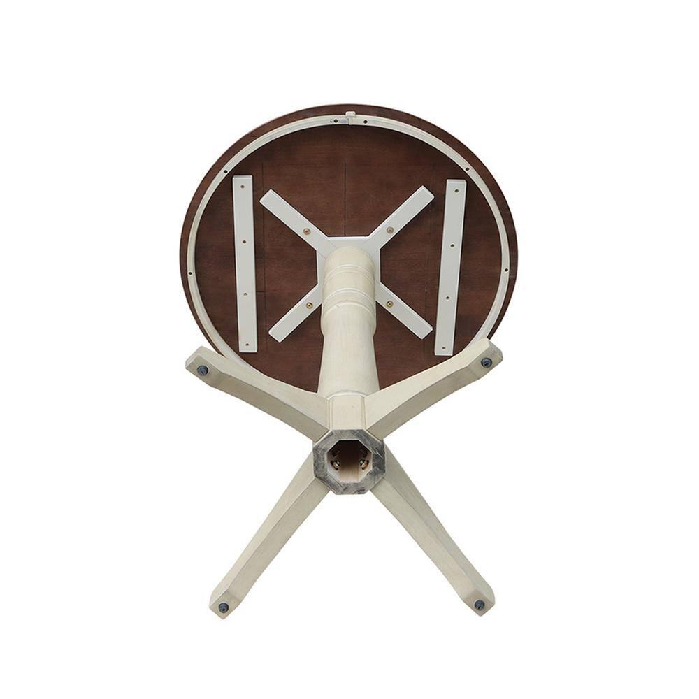 30" Round Pedestal Bar Height Table - Almond/Espresso