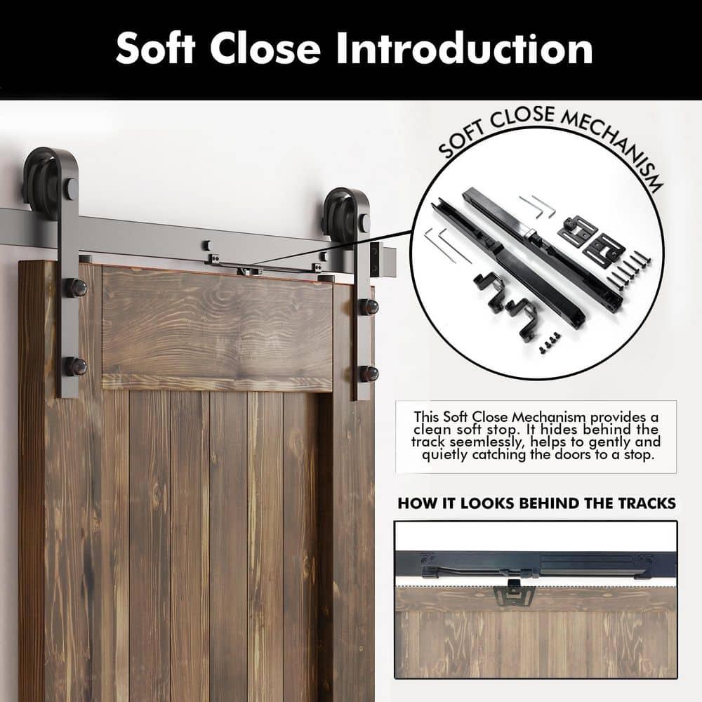 Homacer H Design Color Solid Pine Wood Unassembled Door with Black Rustic Installation Hardware Kit