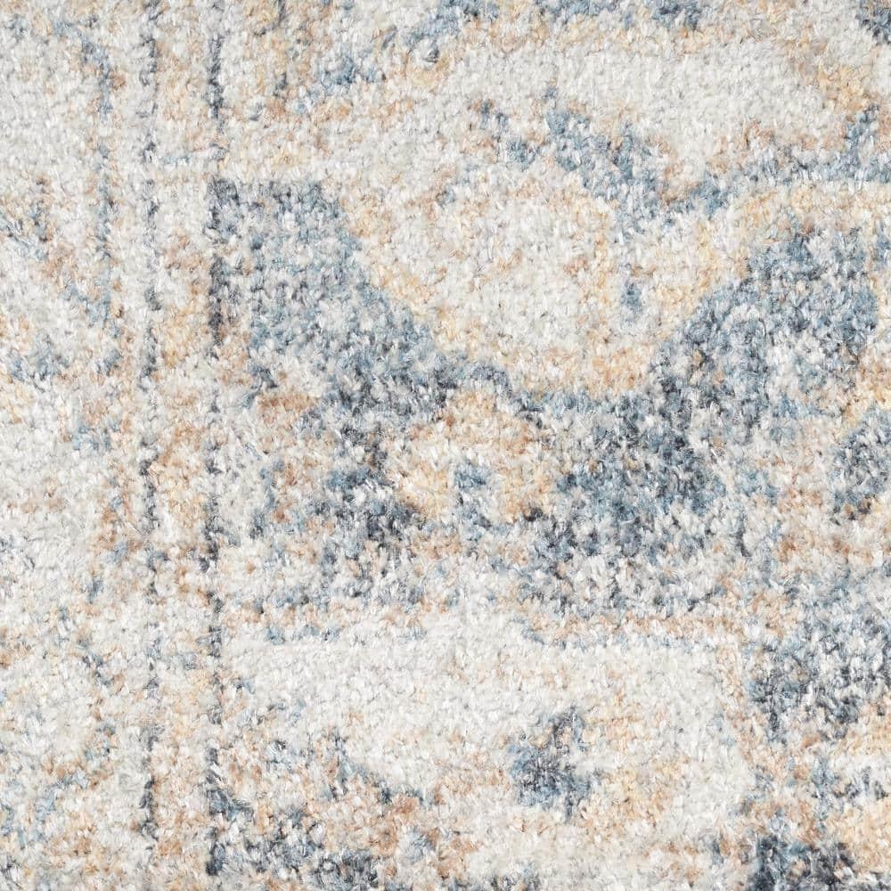 Nourison Astra Machine Washable Vintage Medallion Indoor Rug Grey/Blue 9' x 12'