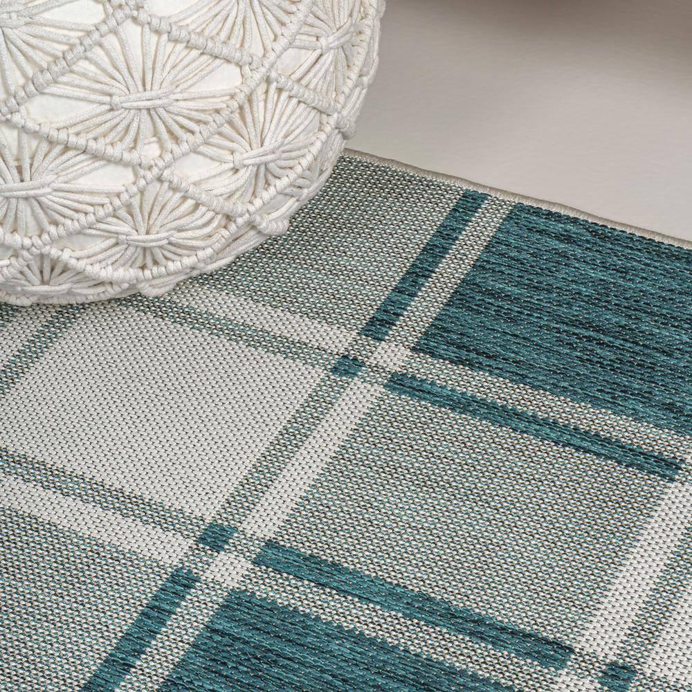 Sabine Traditional Farmhouse Bold Gingham Turquoise/Cream 4 ft. x 6 ft. Indoor/Outdoor Area Rug