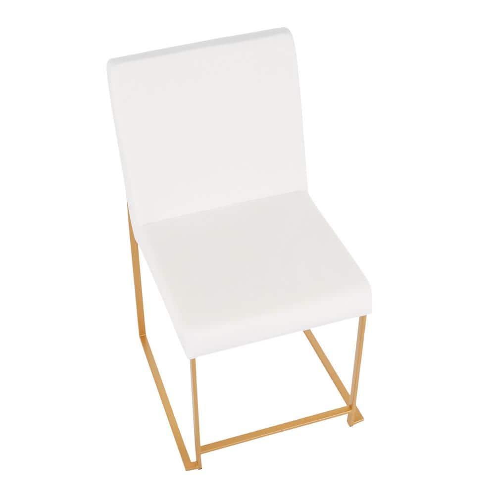 LumiSource Set of 2 High Back Fuji Contemporary Dining Chairs Gold/White Velvet : Chrome-Plated, Metal Legs, Velvet Upholstery