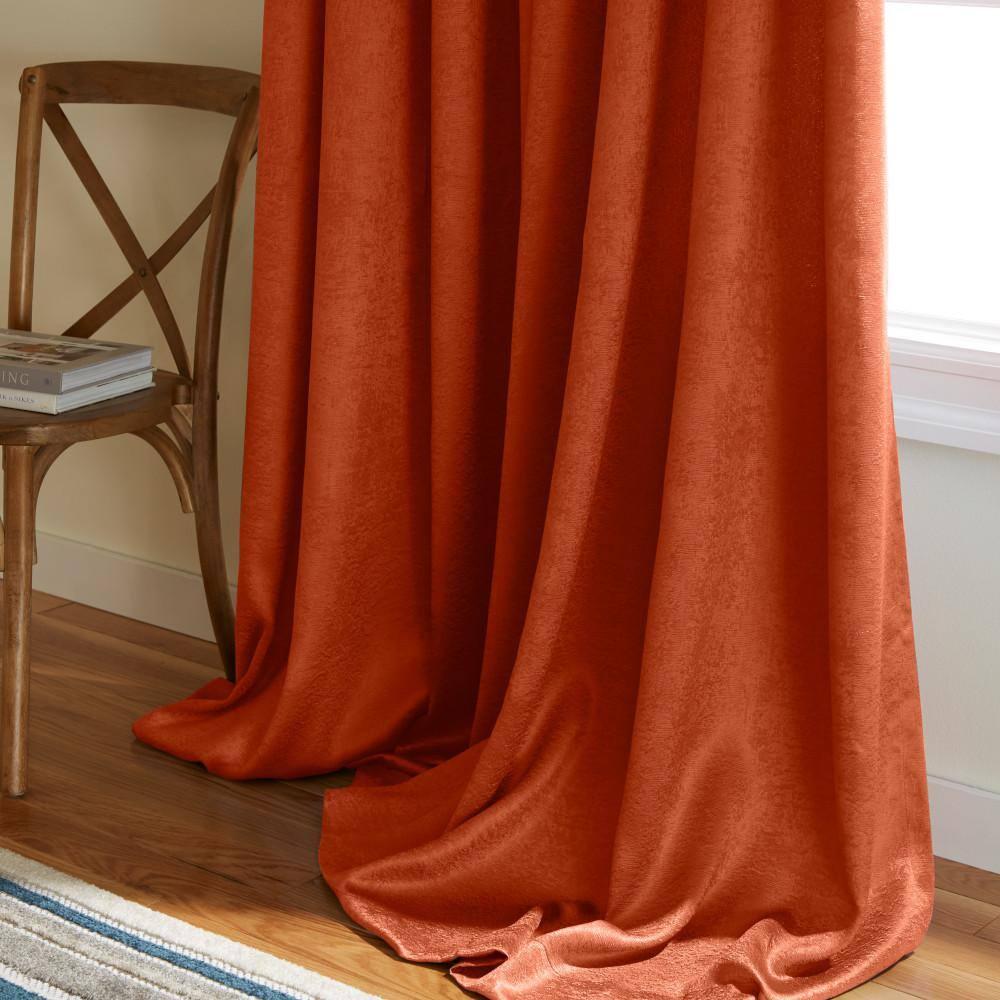 Set of 2 63"x52" Oxford Textured Sateen Thermal Room Darkening Grommet Top Window Curtain Panel Mecca Orange - Exclusive Home