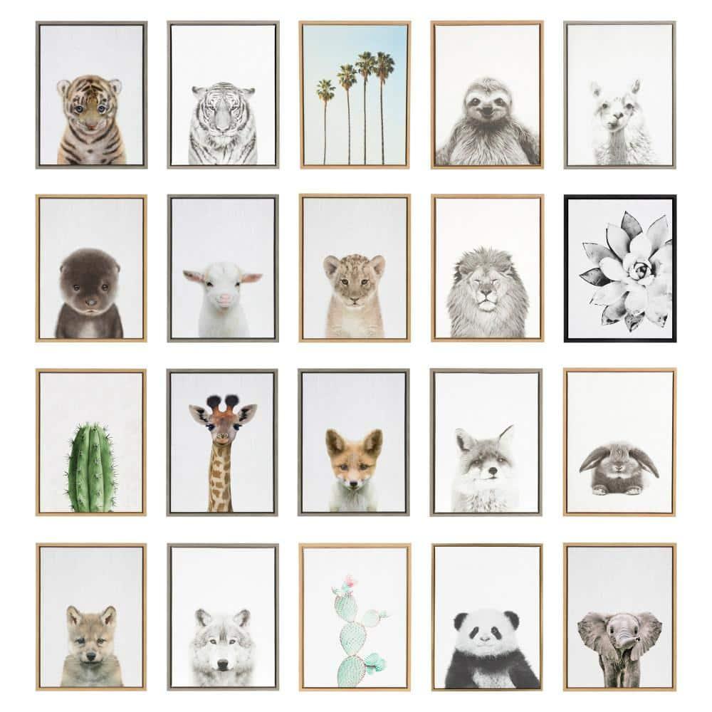Gray Framed Deer Portrait Canvas Wall Art, 18x24