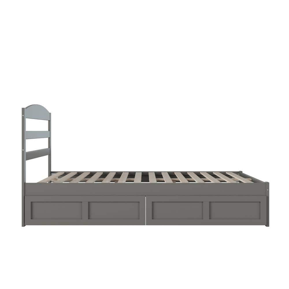Warren Queen Bed with 2 Drawers in Grey