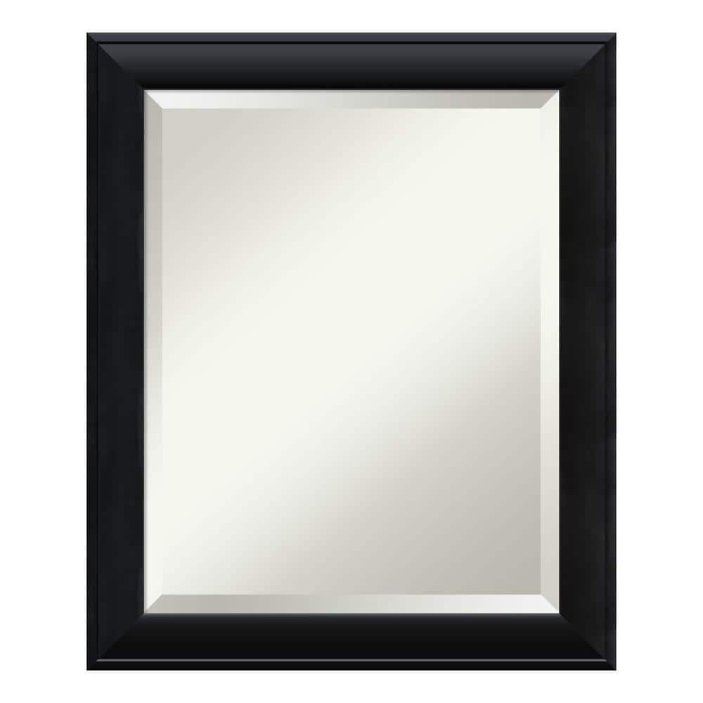 Amanti Art Beveled Wood Bathroom Wall Mirror - Nero Black Frame Outer Size: 19 x 23 in