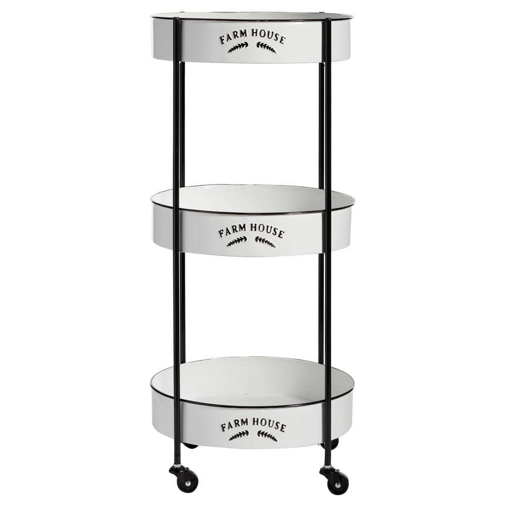 34'' x 16'' Farmhouse Metal Storage Cart White - Olivia & May: Decorative Storage Bins, Tabletop Bin, Adult Assembly Required