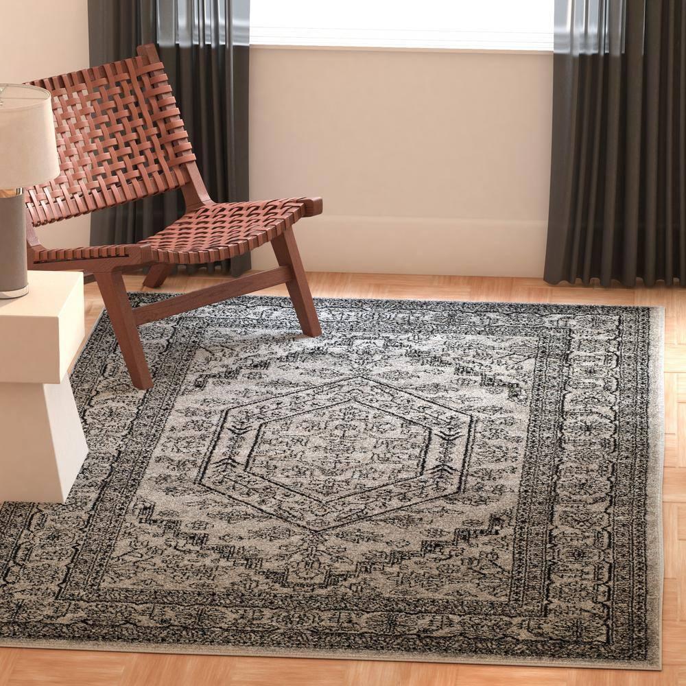 SAFAVIEH Adirondack Xavier Traditional Area Rug, Silver/Black, 12' x 18'