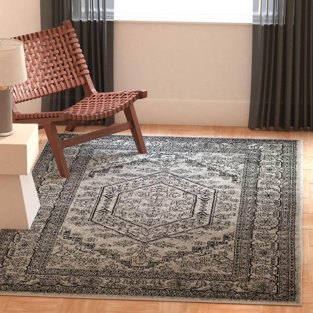 SAFAVIEH Adirondack Xavier Traditional Area Rug, Silver/Black, 12' x 12' Square