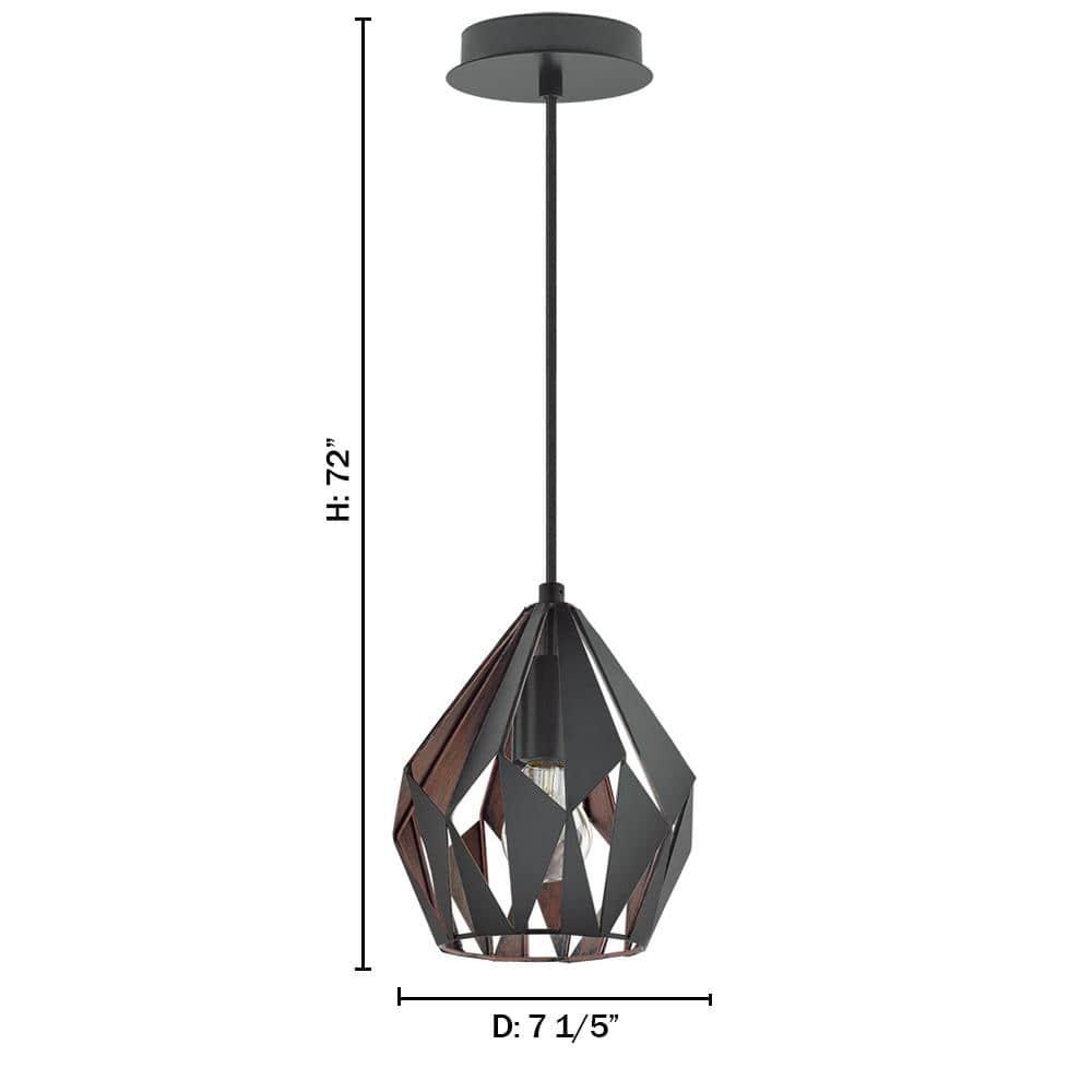 Eglo Lighting - Carlton 3 - One Light Geometric Pendant-Matte Black/Copper