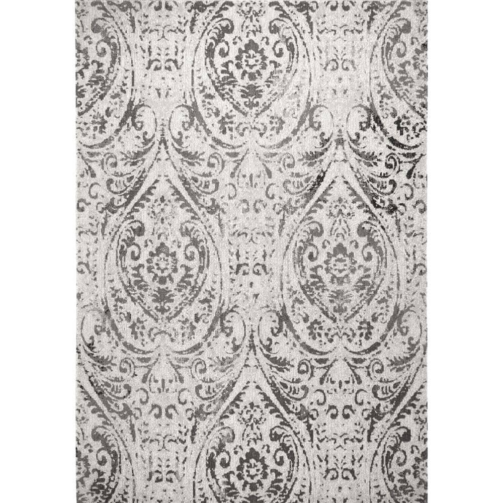Nicole Miller New York Patio Sofia Juniper Transitional Paisley Indoor/Outdoor Area Rug, Ivory/Gray