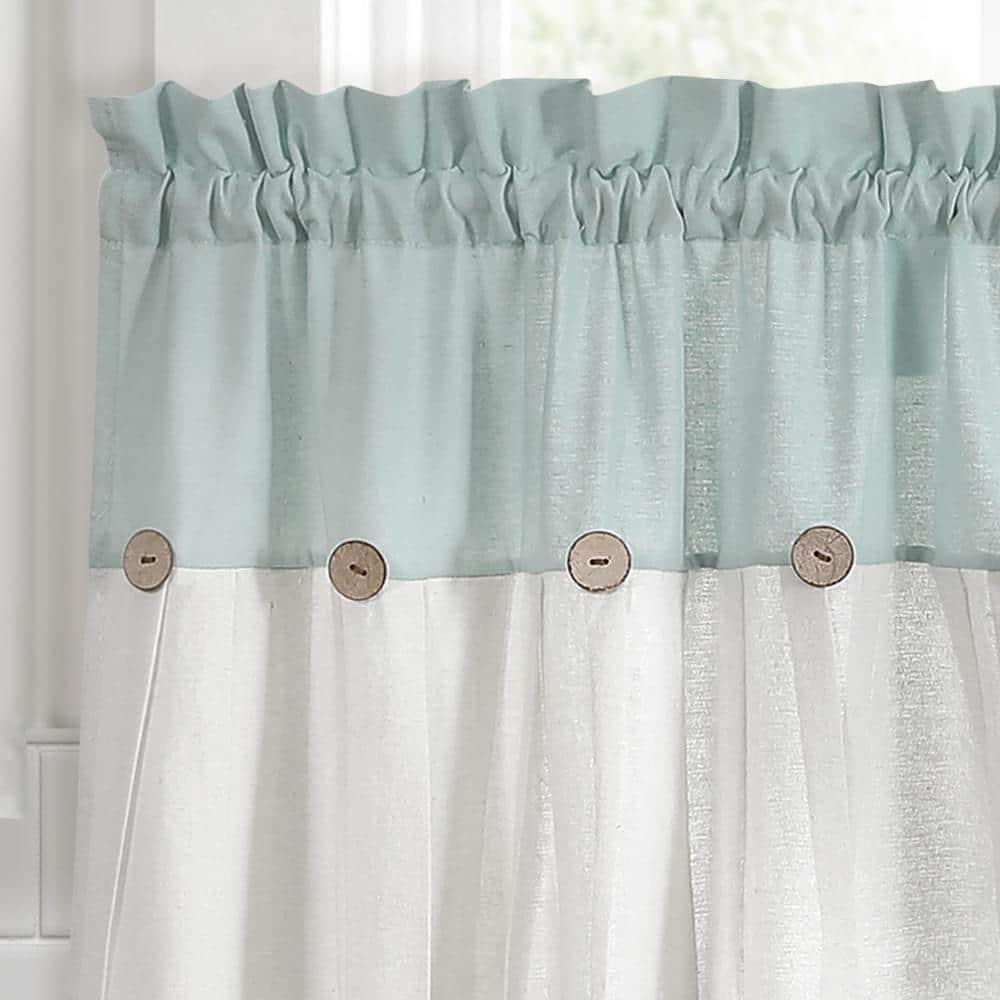 Lush Decor Linen Button Cotton Blend Tailored 29'' W Cafe Curtain (Set of 2)
