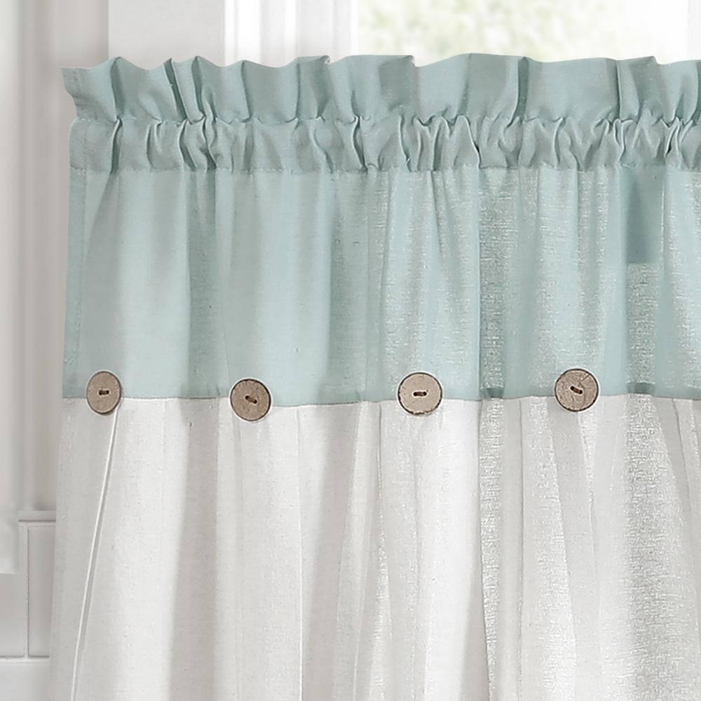 Lush Decor Linen Button Cotton Blend Tailored 29'' W Cafe Curtain (Set of 2)