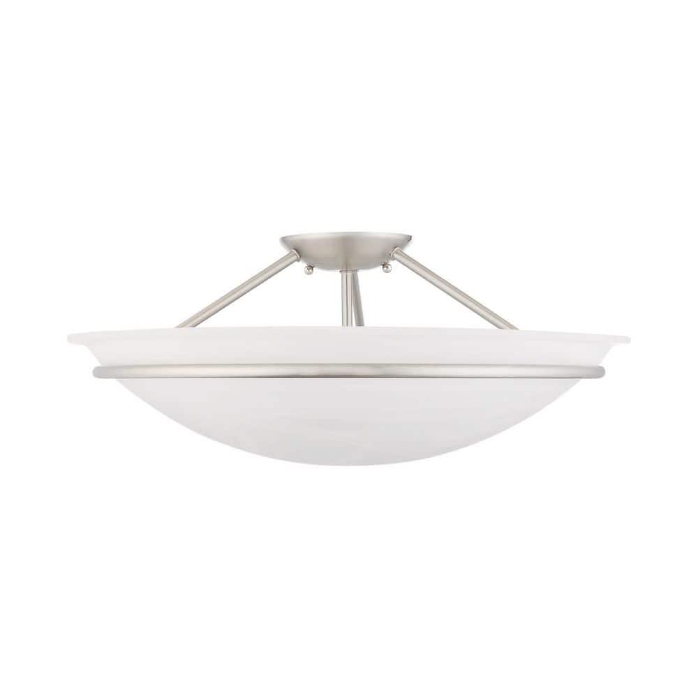 Livex Lighting Newburgh 3 - Light Semi-Flush Mount in  Brushed Nickel