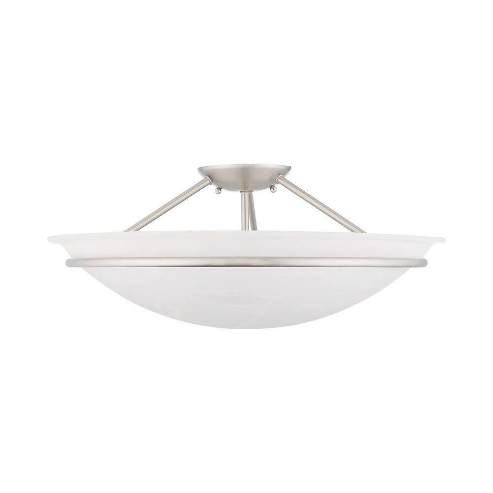 Livex Lighting Newburgh 3 - Light Semi-Flush Mount in  Brushed Nickel