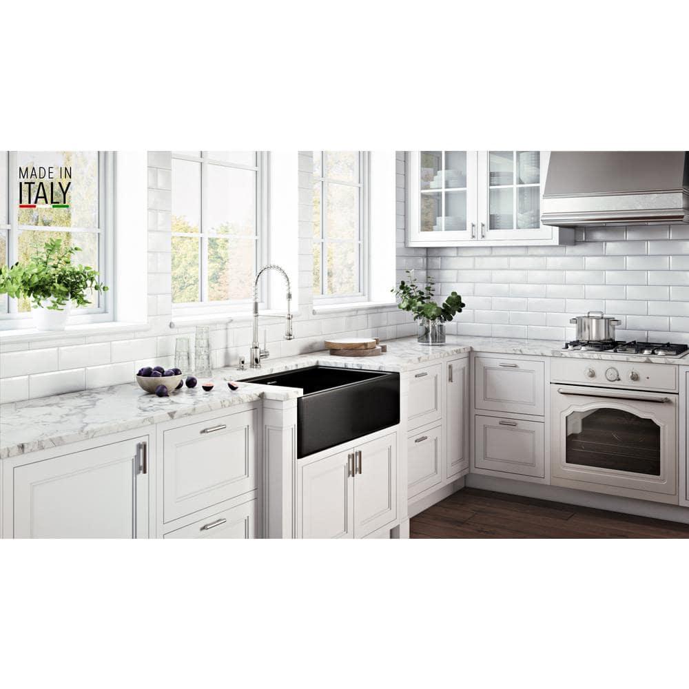 Ruvati 33 inch Fireclay Farmhouse Apron-Front Kitchen Sink Reversible