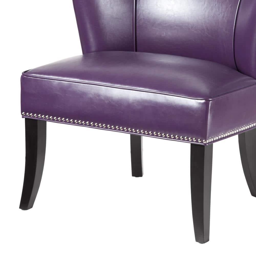 Universal Lighting and Decor Hilton Wingback Faux Leather Accent Chair, Plum