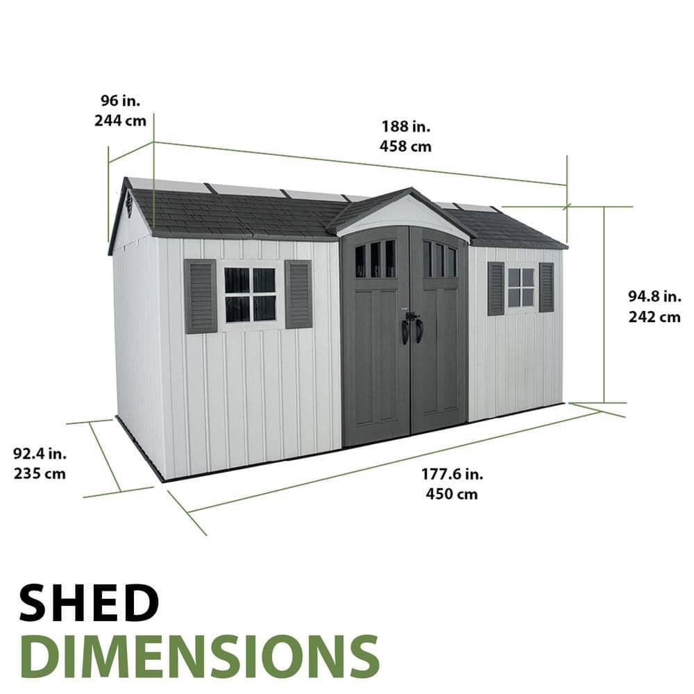 Lifetime 15 Ft. x 8 Ft. High-Density Polyethylene Outdoor Storage Shed with Steel-Reinforced Construction & Reviews | Wayfair