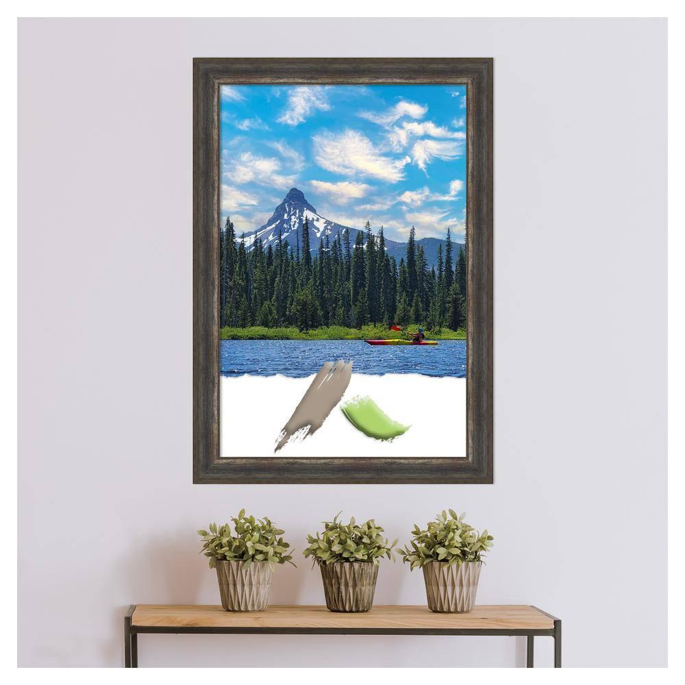 Amanti Art Alta Rustic Char Picture Frame Opening Size 24x36 in.