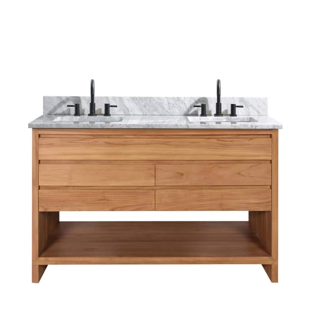 Avanity Kai 49 in. Vanity in Brown Reclaimed Wood with Carrara White Marble Top | Wayfair